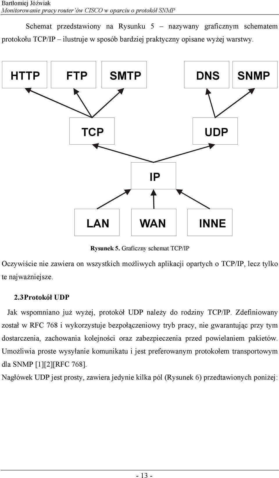 3 Protokół UDP Jak wspomniano już wyżej, protokół UDP należy do rodziny TCP/IP.