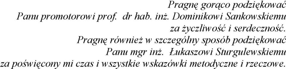 Pragnę również w szczególny sposób podziękować Panu mgr inż.