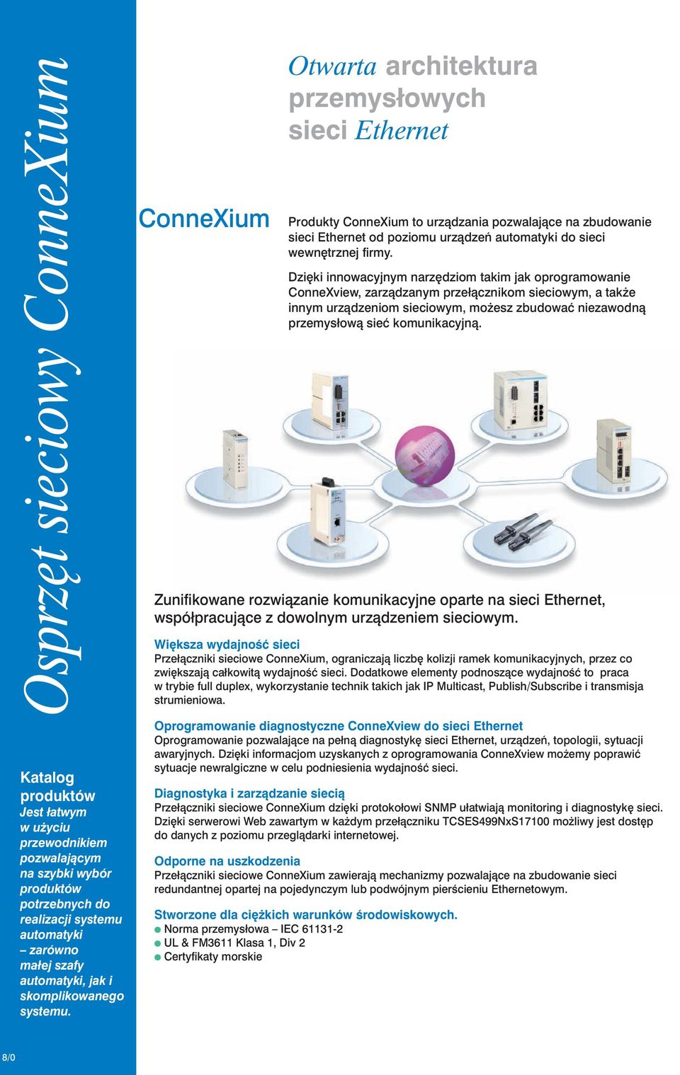 Otwarta architektura przemysłowych sieci Ethernet ConneXium Produkty ConneXium to urzàdzania pozwalajàce na zbudowanie sieci Ethernet od poziomu urzàdzeƒ automatyki do sieci wewn trznej firmy.