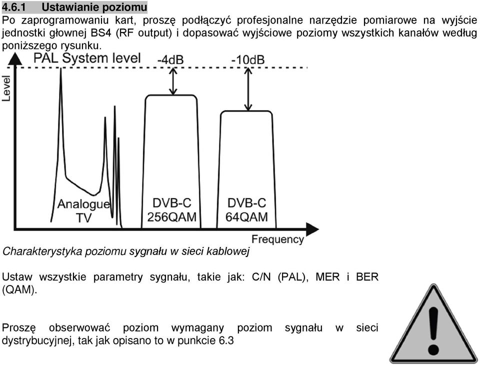 Charakterystyka poziomu sygnału w sieci kablowej Ustaw wszystkie parametry sygnału, takie jak: C/N (PAL), MER i