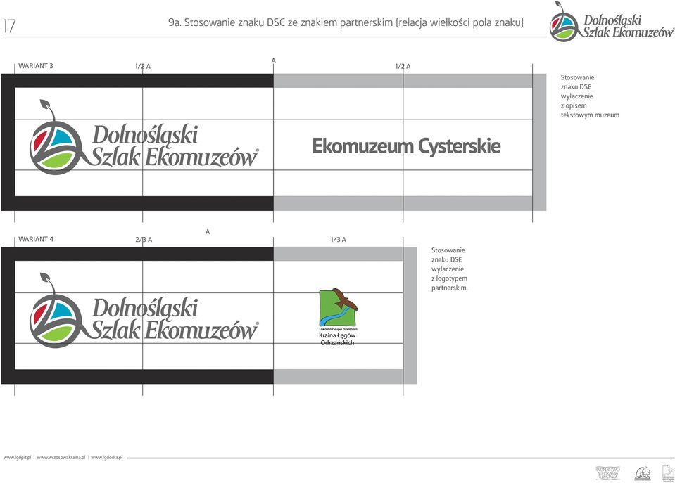 pola znaku) WARIANT 3 1/2 a a 1/2 a Stosowanie znaku DSE