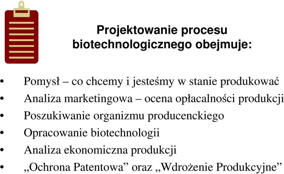 produkcji Poszukiwanie organizmu producenckiego Opracowanie