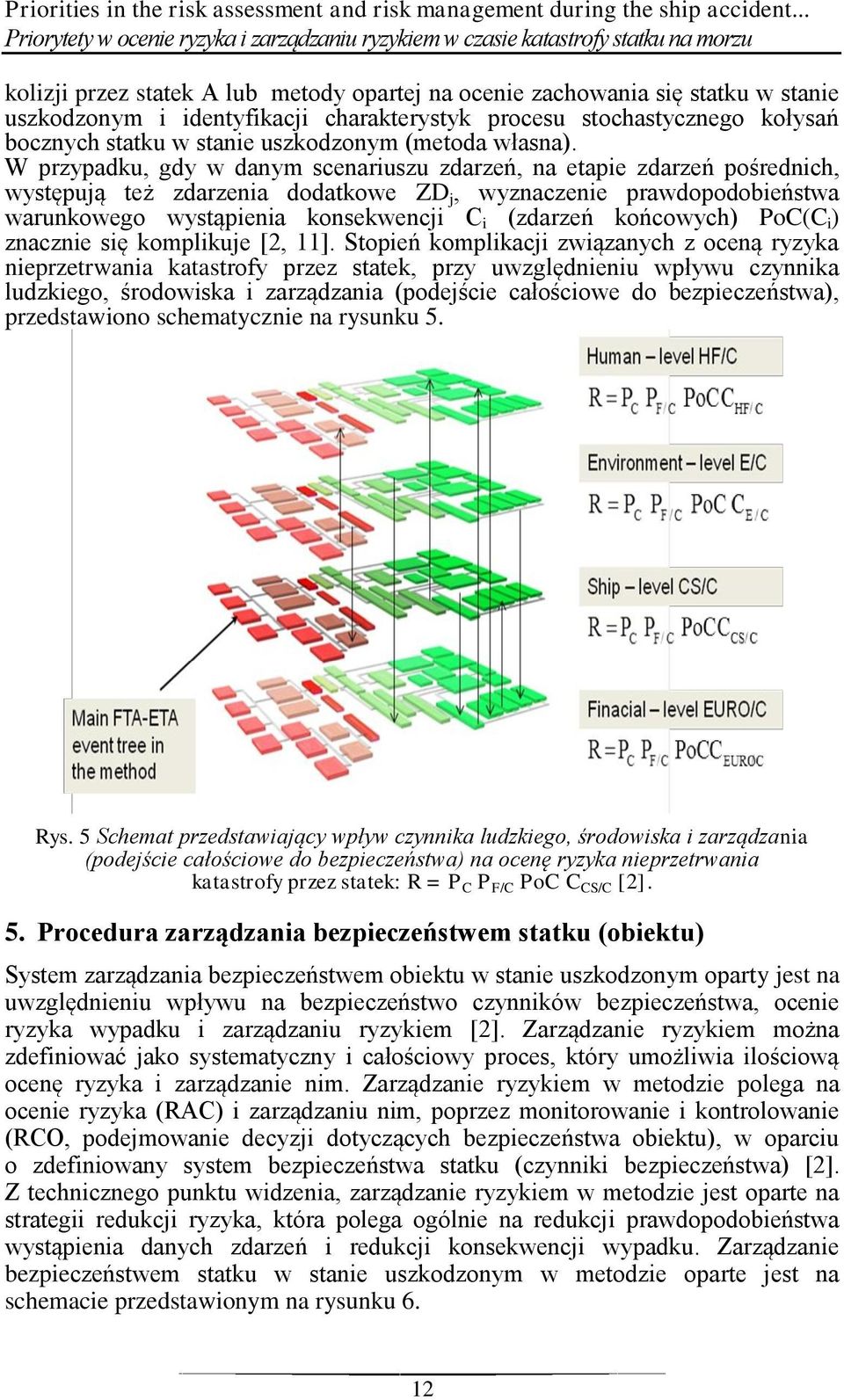 charakterystyk procesu stochastycznego kołysań bocznych statku w stanie uszkodzonym (metoda własna).