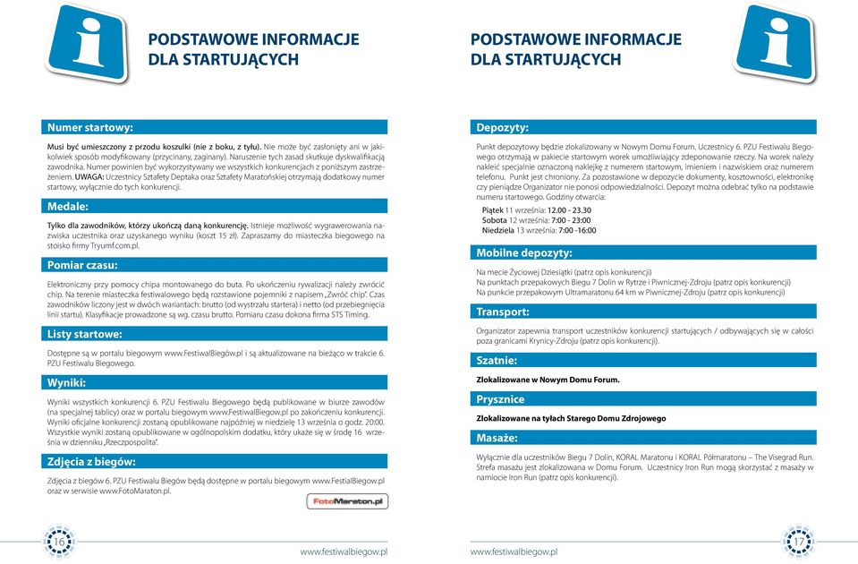 Numer powinien być wykorzystywany we wszystkich konkurencjach z poniższym zastrzeżeniem.