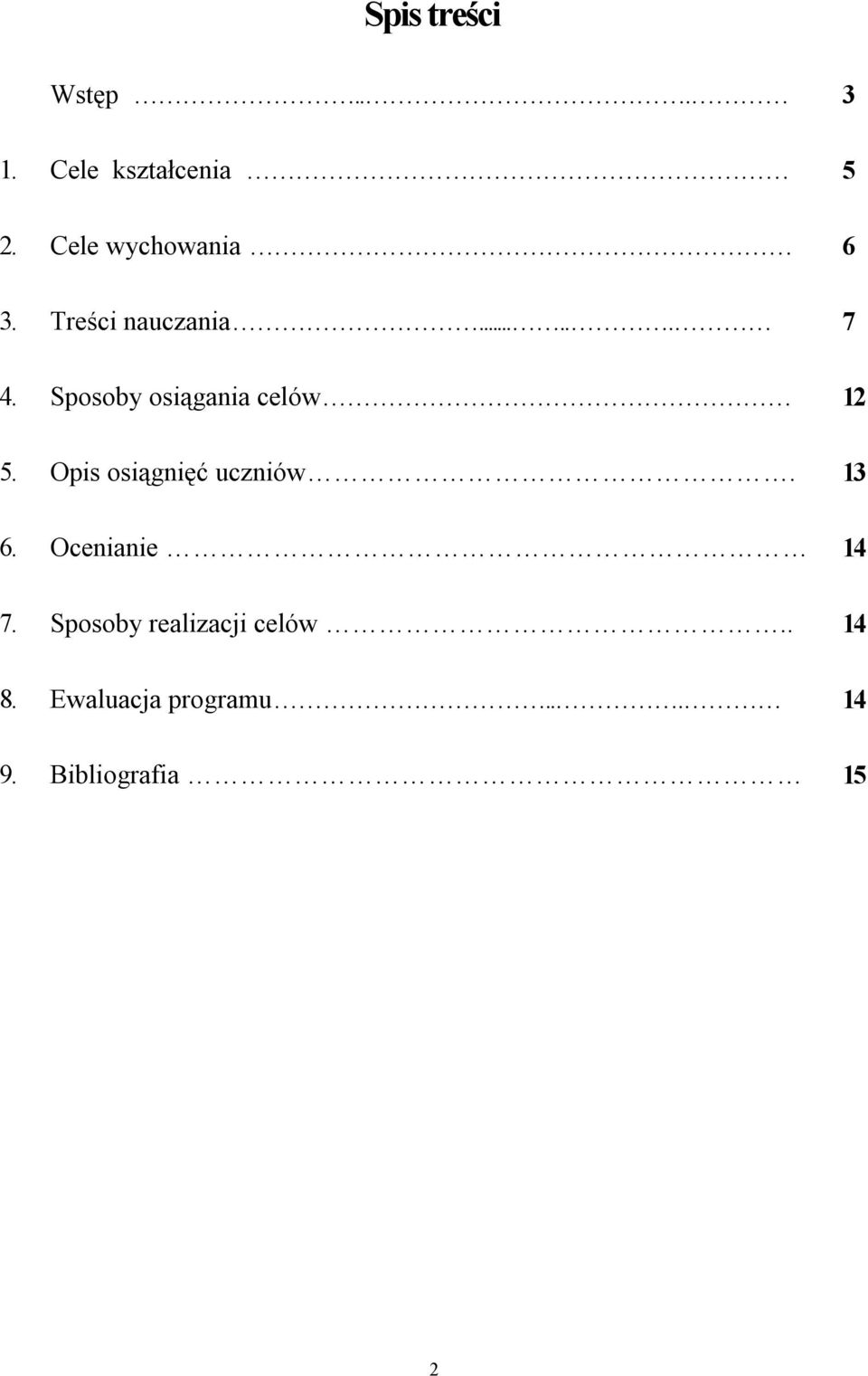 Sposoby osiągania celów 12 5. Opis osiągnięć uczniów. 13 6.