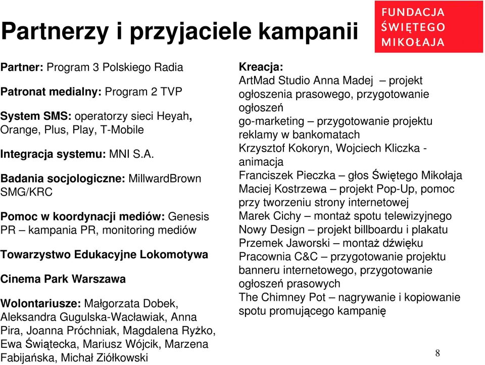 Dobek, Aleksandra Gugulska-Wacławiak, Anna Pira, Joanna Próchniak, Magdalena Ryżko, Ewa Świątecka, Mariusz Wójcik, Marzena Fabijańska, Michał Ziółkowski Kreacja: ArtMad Studio Anna Madej projekt