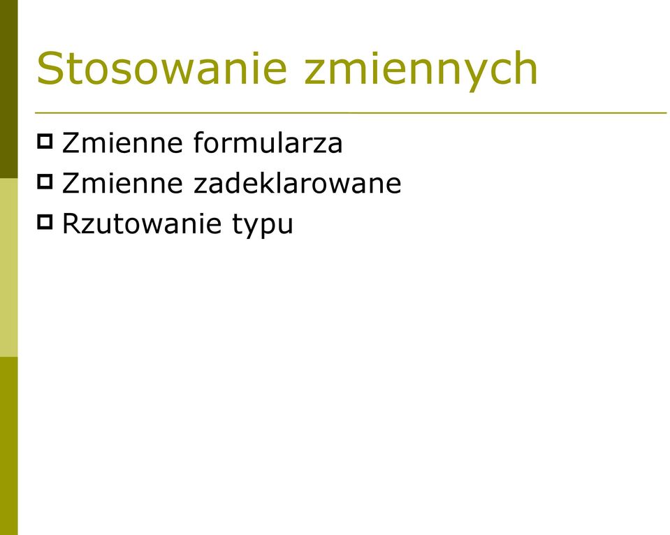 formularza Zmienne