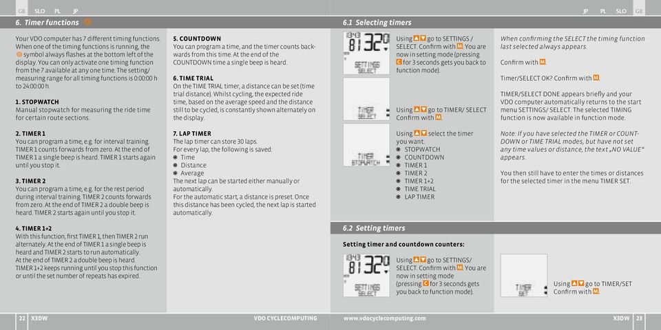 STOPWATCH Manual stopwatch for measuring the ride time for certain route sections. 5. COUNTDOWN You can program a time, and the timer counts backwards from this time.