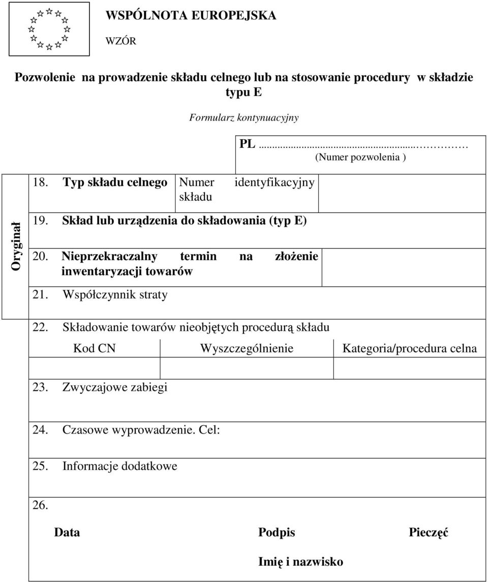 Nieprzekraczalny termin na złoŝenie inwentaryzacji towarów 21. Współczynnik straty 22.