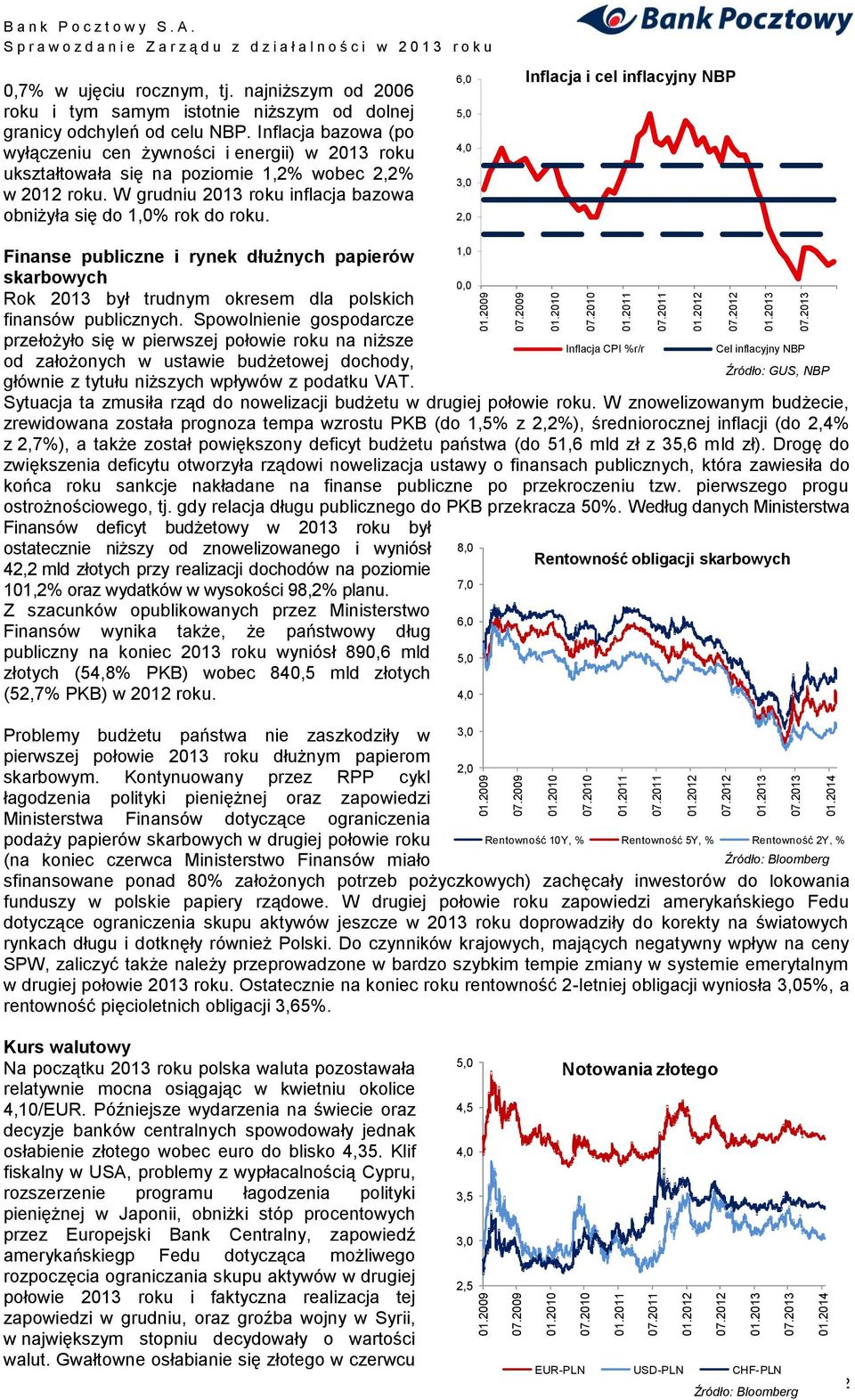 Inflacja bazowa (po wyłączeniu cen żywności i energii) w 2013 roku ukształtowała się na poziomie 1,2% wobec 2,2% w 2012 roku. W grudniu 2013 roku inflacja bazowa obniżyła się do 1,0% rok do roku.