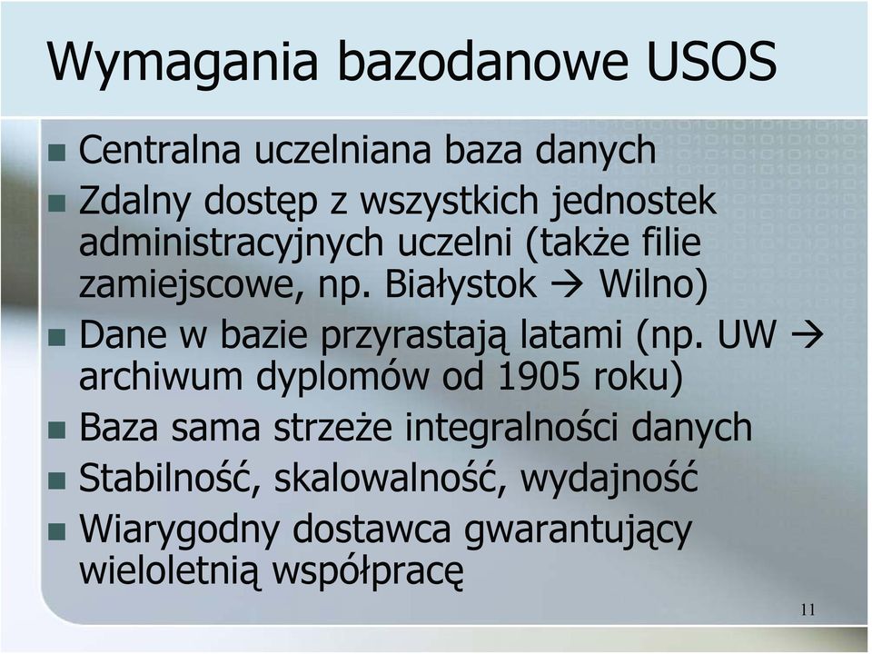 Białystok Wilno) Dane w bazie przyrastają latami (np.