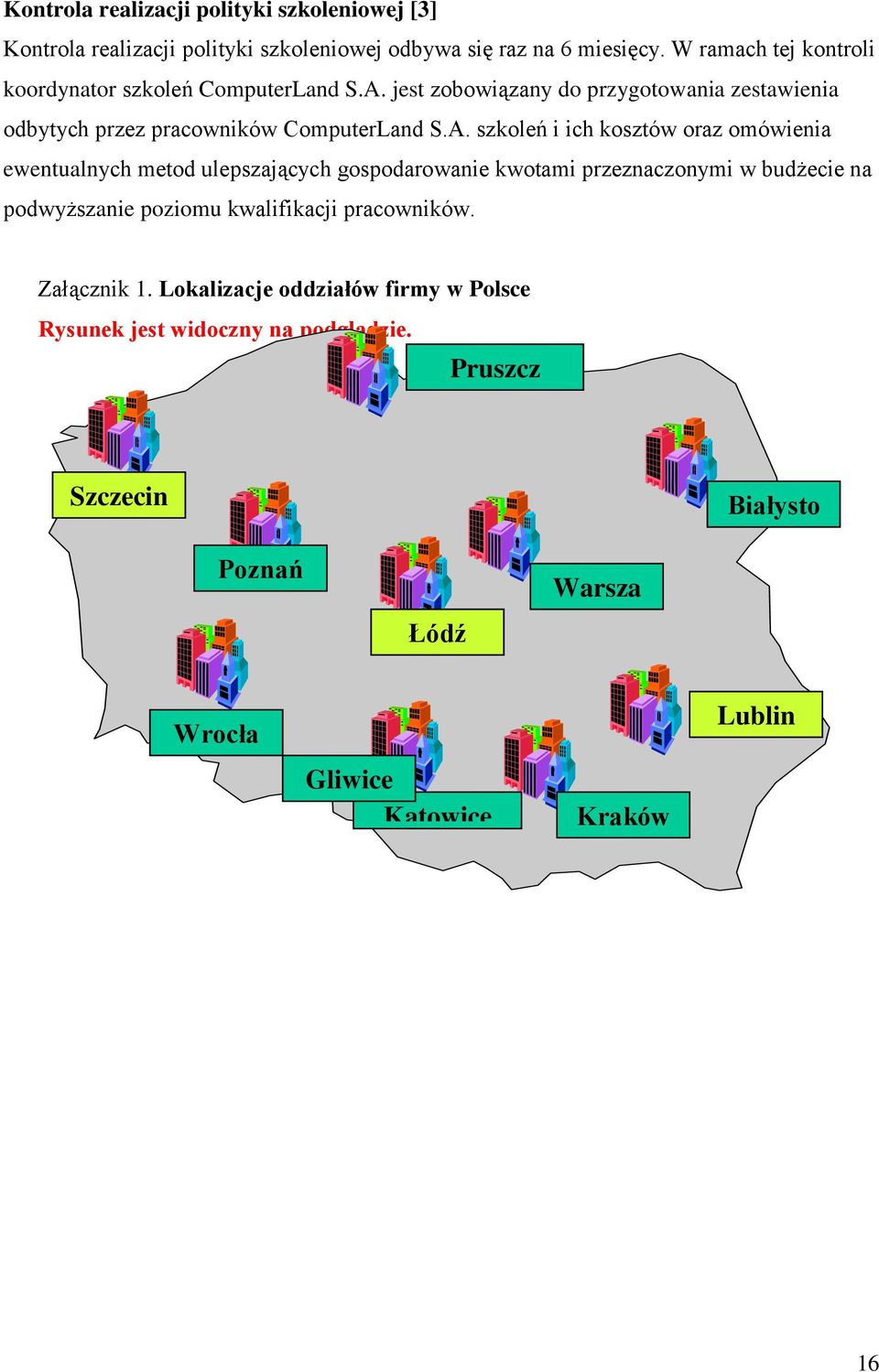 jest zobowiązany do przygotowania zestawienia odbytych przez pracowników ComputerLand S.A.