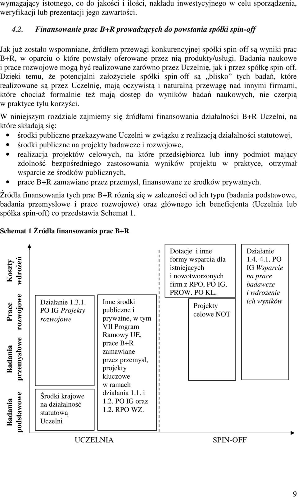 przez nią produkty/usługi. Badania naukowe i prace rozwojowe mogą być realizowane zarówno przez Uczelnię, jak i przez spółkę spin-off.