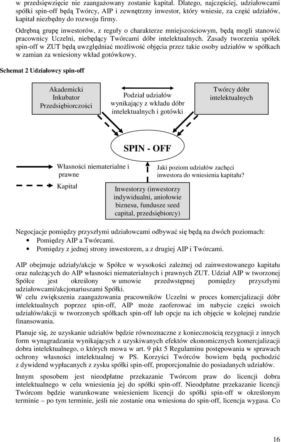 Odrębną grupę inwestorów, z reguły o charakterze mniejszościowym, będą mogli stanowić pracownicy Uczelni, niebędący Twórcami dóbr intelektualnych.