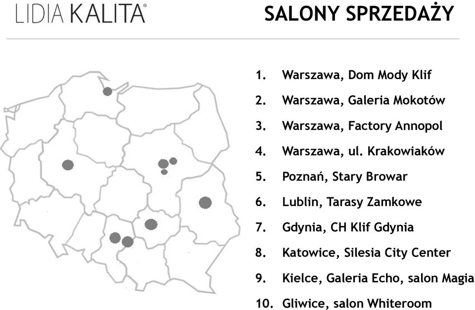 Poznań, Stary Browar 6. Lublin, Tarasy Zamkowe 7. Gdynia, CH Klif Gdynia 8.