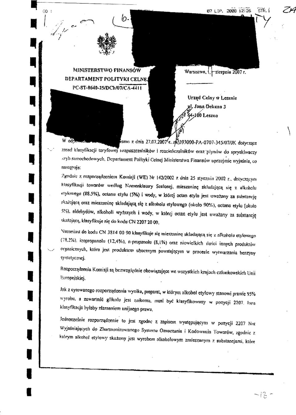 fiepnrlunrcn Poliyki Cclnuj lvliniscrsrva Finans6o.,przcinric rryjn$nia, uo nn.srqfuis: 7'godrri"r 7. roz+oeq(lzenier Kourinjl 1wE) Nr l4u2fxl2 z. lnin 25 sryczriirr.10u2 r.- lrryct4cvrr klpsyfi;1o".