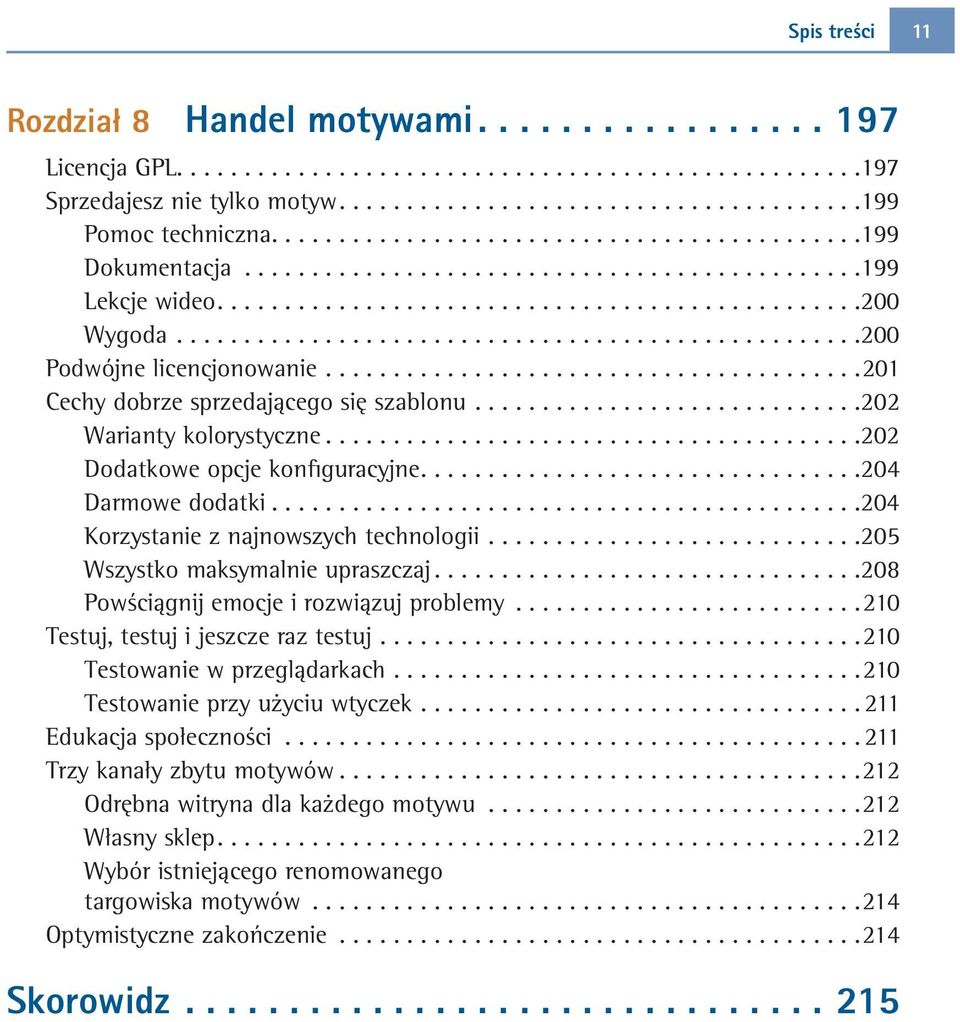 ..................................................200 Podwójne licencjonowanie........................................201 Cechy dobrze sprzedającego się szablonu.............................202 Warianty kolorystyczne.