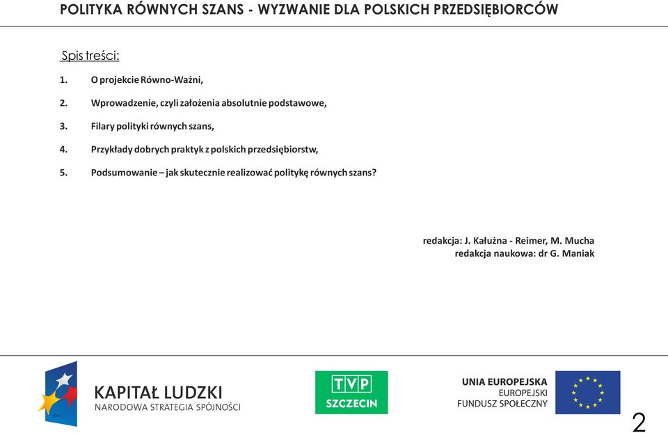 Filary polityki równych szans, 4. Przykłady dobrych praktyk z polskich przedsiębiorstw, 5.