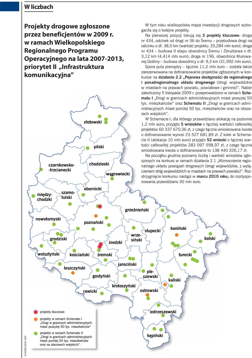 kolejne projekty. Na pierwszej pozycji lokują się 3 projekty kluczowe: droga nr 434, odcinek od drogi nr 36 do Śremu przebudowa drogi na odcinku o dł.