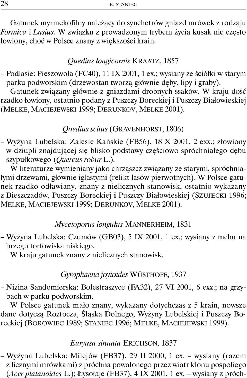 ; wysiany ze ściółki w starym parku podworskim (drzewostan tworzą głównie dęby, lipy i graby). Gatunek związany głównie z gniazdami drobnych ssaków.