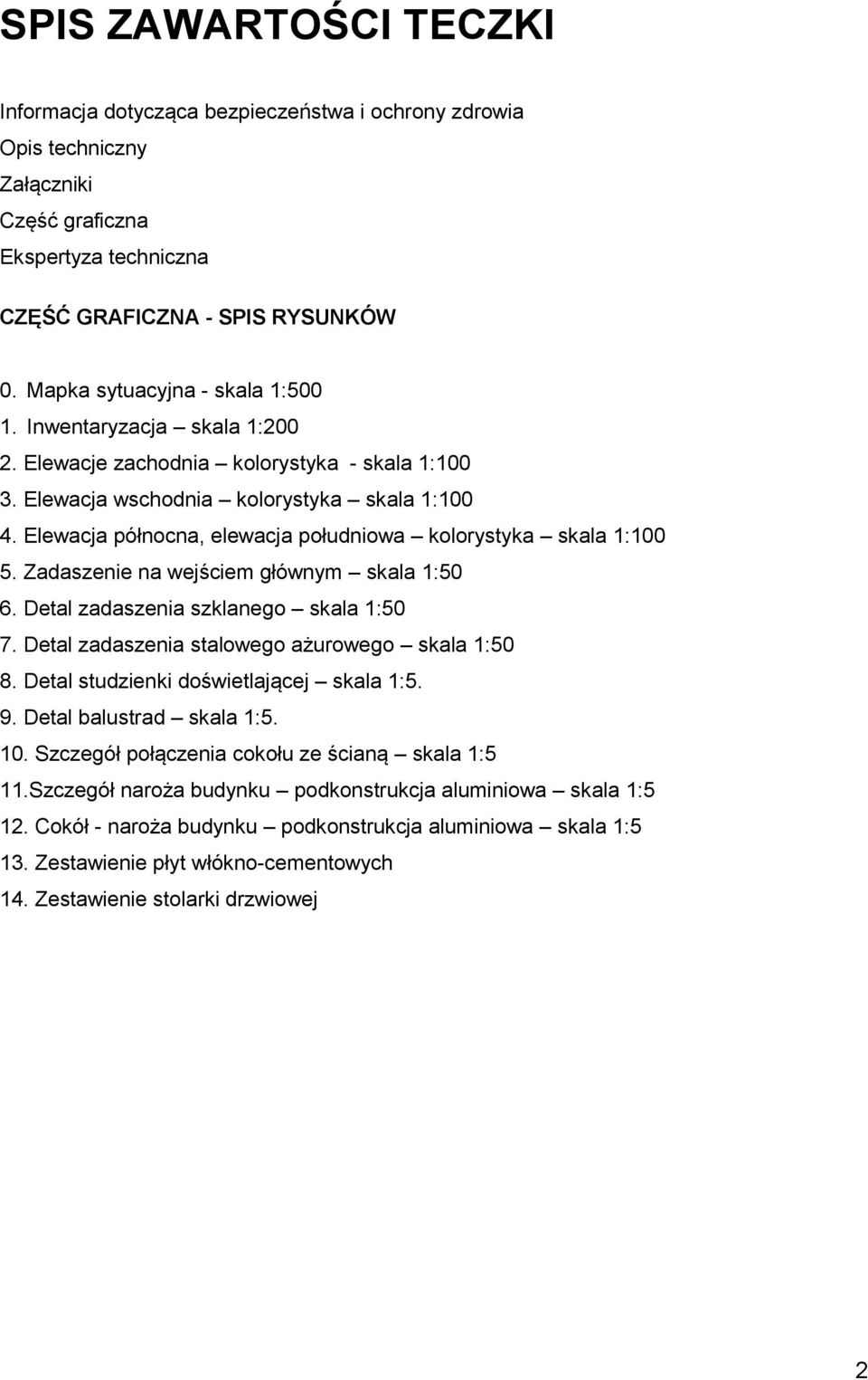 Elewacja północna, elewacja południowa kolorystyka skala 1:100 5. Zadaszenie na wejściem głównym skala 1:50 6. Detal zadaszenia szklanego skala 1:50 7.