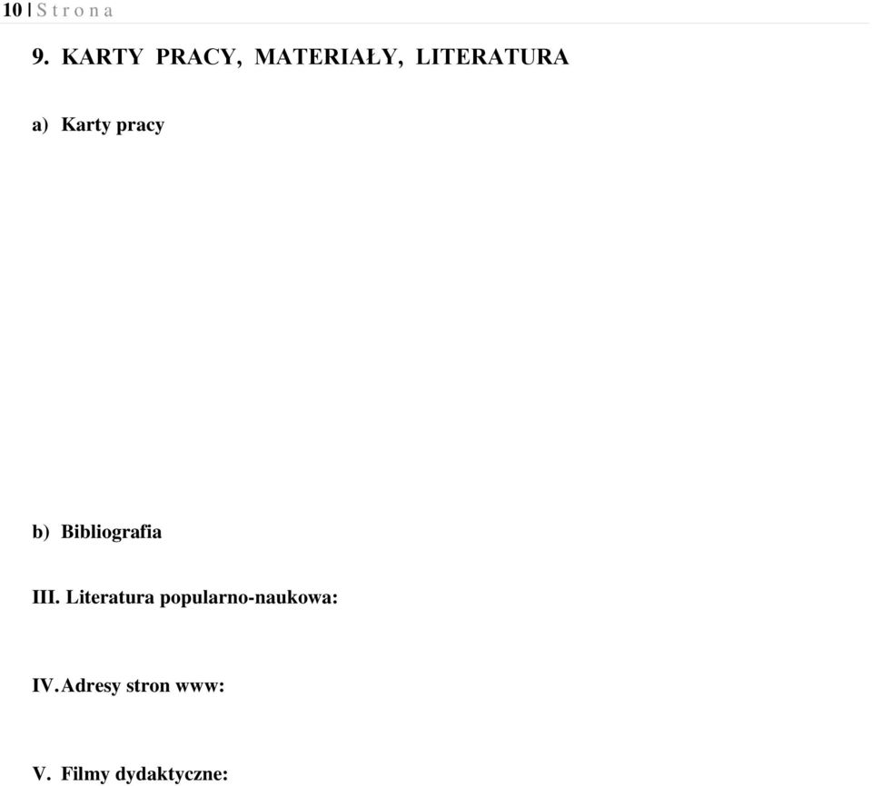 Karty pracy b) Bibliografia III.