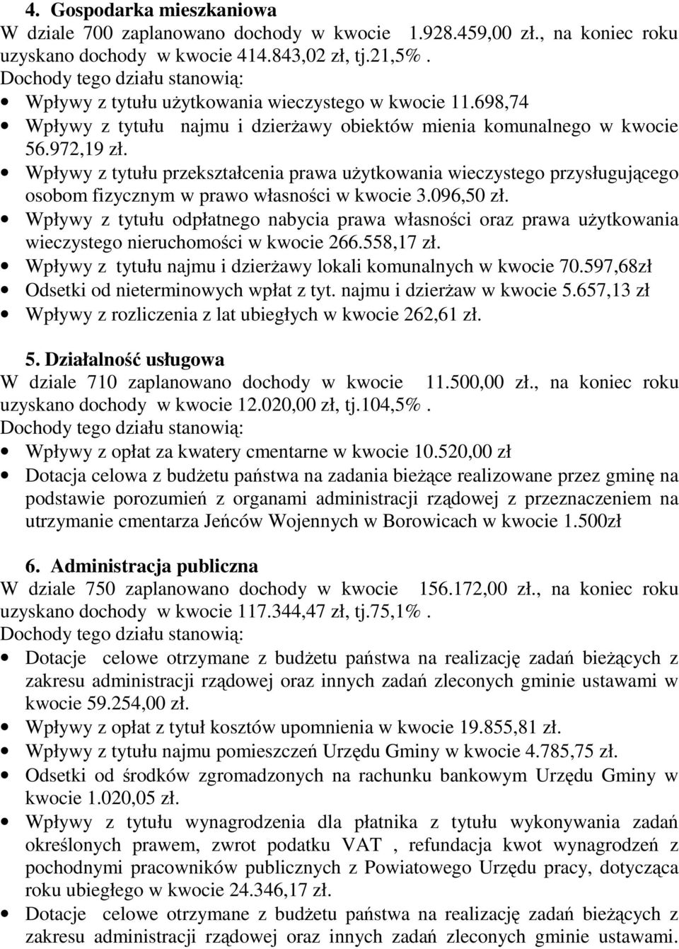 Wpływy z tytułu przekształcenia prawa użytkowania wieczystego przysługującego osobom fizycznym w prawo własności w kwocie 3.096,50 zł.