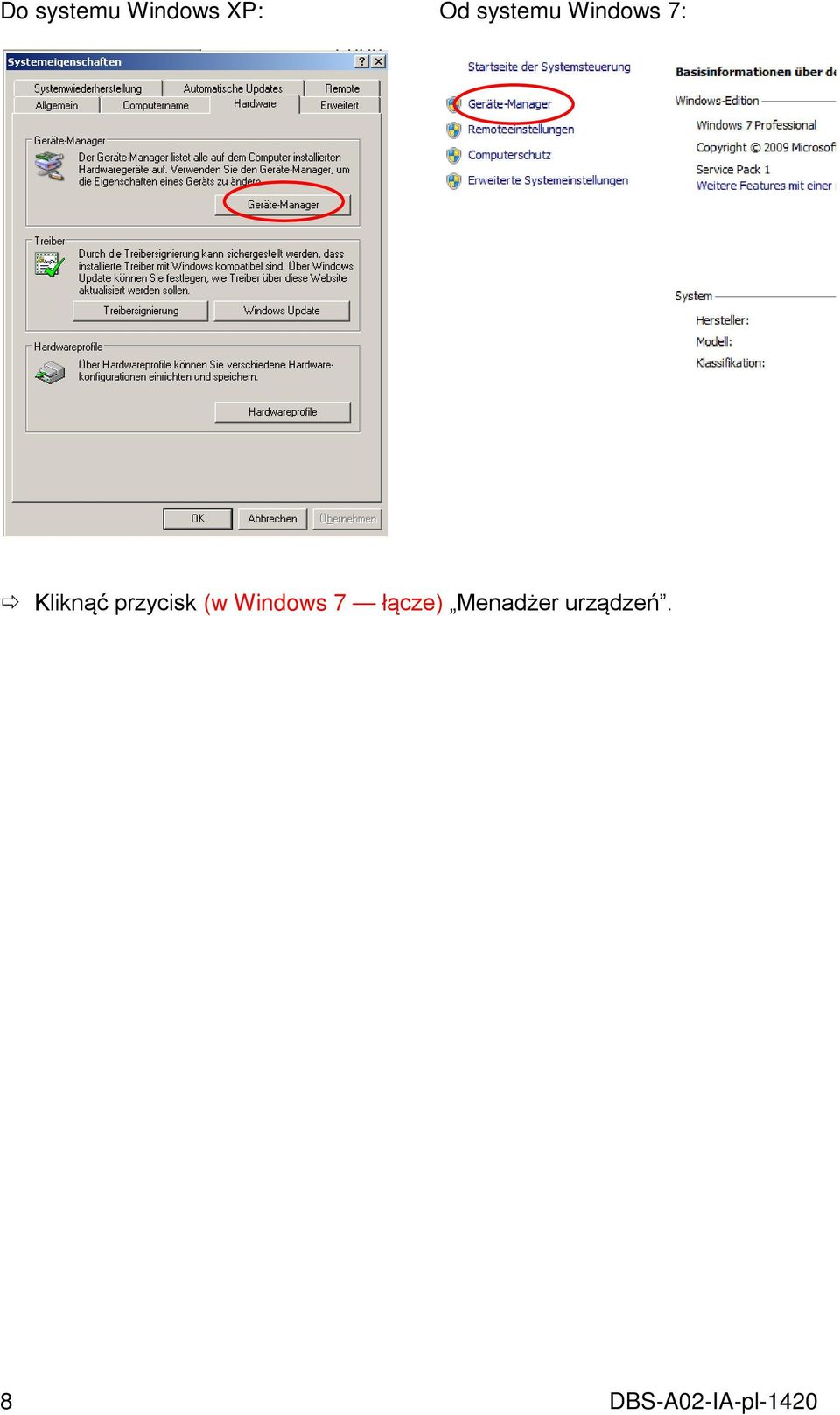 przycisk (w Windows 7 łącze)