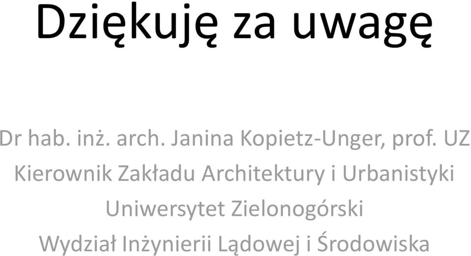 UZ Kierownik Zakładu Architektury i