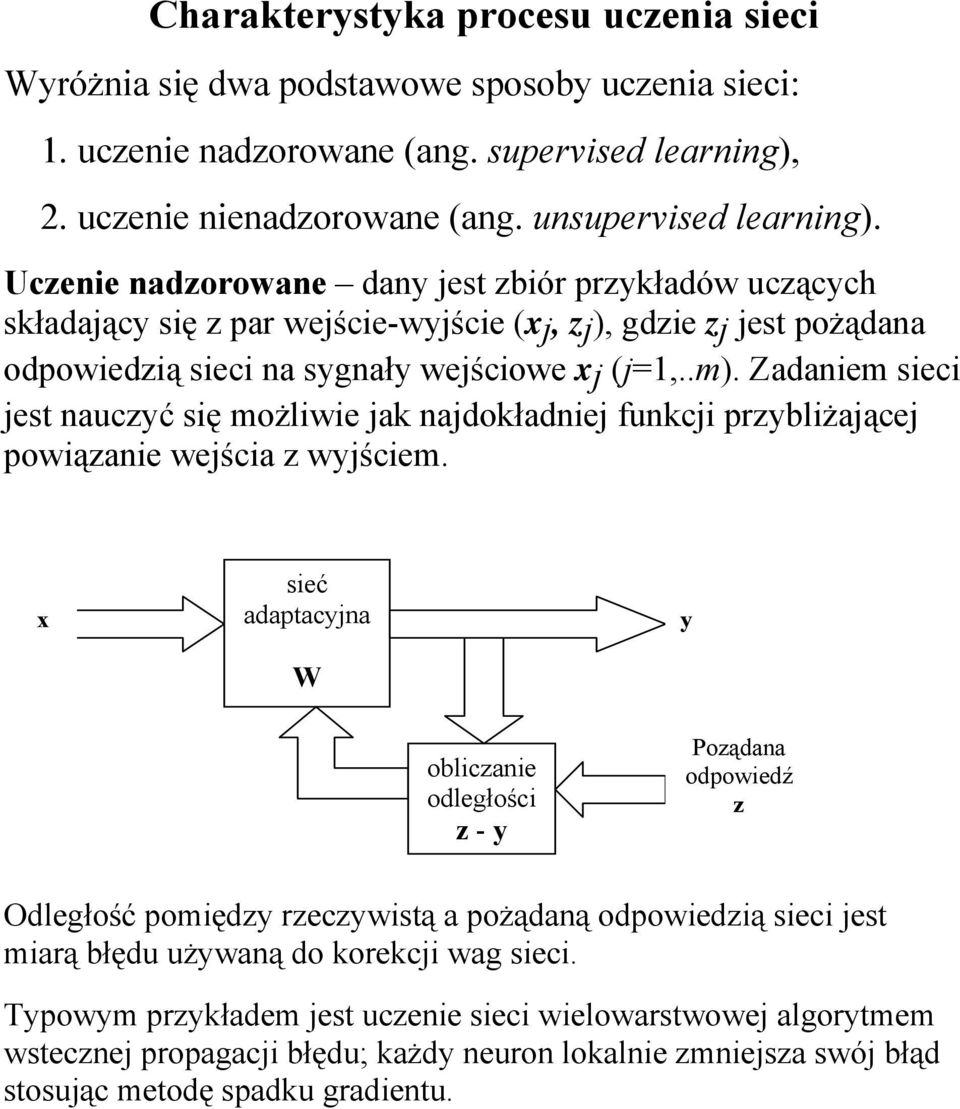 Zadanem sec est nauczyć sę możlwe ak nadokładne funkc przyblżaące powązane weśca z wyścem.