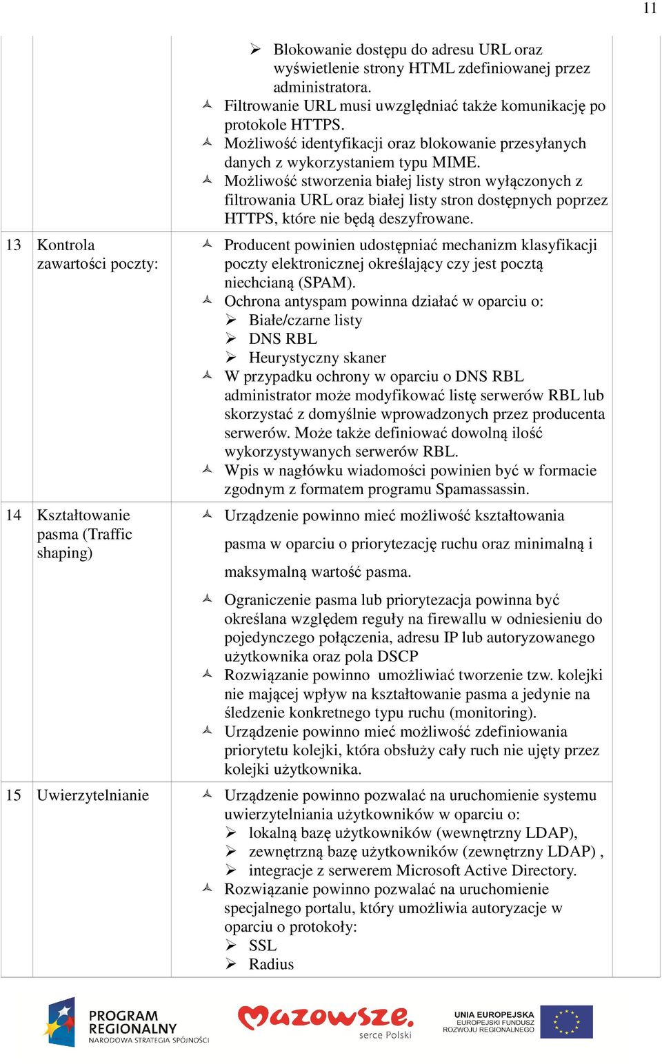 Możliwość stworzenia białej listy stron wyłączonych z filtrowania URL oraz białej listy stron dostępnych poprzez HTTPS, które nie będą deszyfrowane.