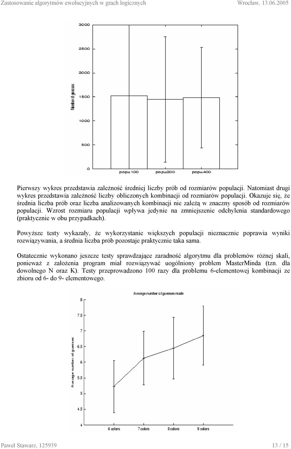 Wzrost rozmiaru populacji wpływa jedynie na zmniejszenie odchylenia standardowego (praktycznie w obu przypadkach).