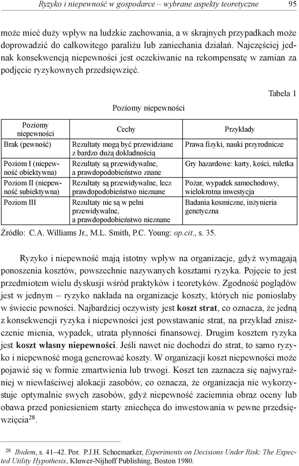 Poziomy niepewności Tabela 1 Poziomy niepewności Brak (pewność) Poziom I (niepewność obiektywna) Poziom II (niepewność subiektywna) Poziom III Cechy Rezultaty mogą być przewidziane z bardzo dużą