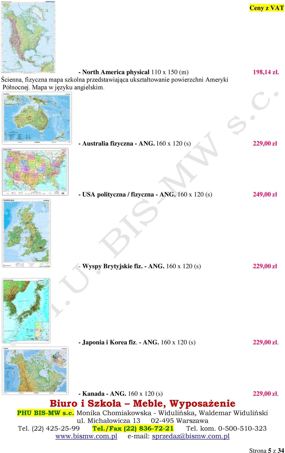 Mapa w języku angielskim. - Australia fizyczna - ANG.