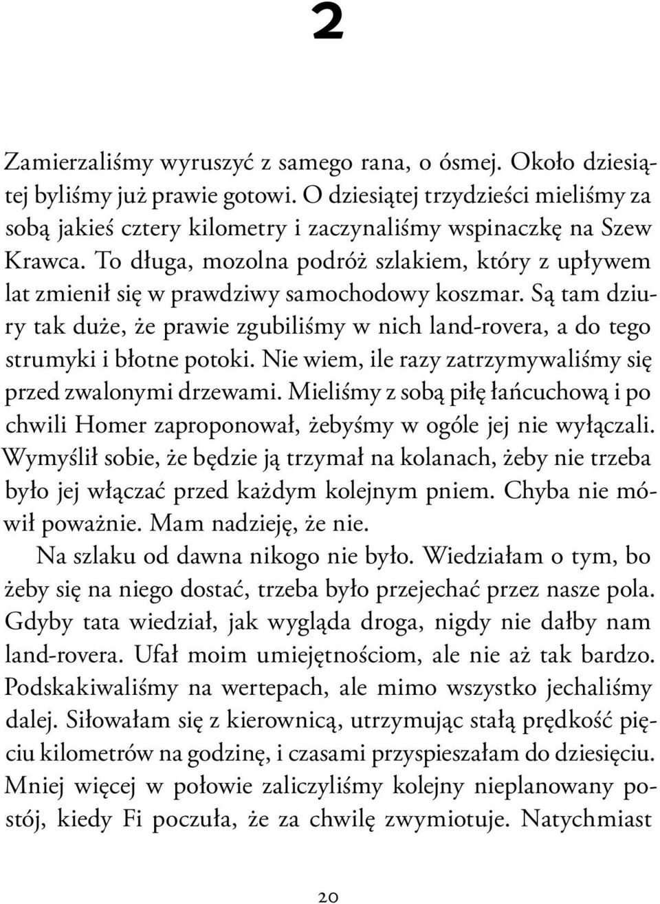 Nie wiem, ile razy zatrzymywaliśmy się przed zwalonymi drzewami. Mieliśmy z sobą piłę łańcuchową i po chwili Homer zaproponował, żebyśmy w ogóle jej nie wyłączali.