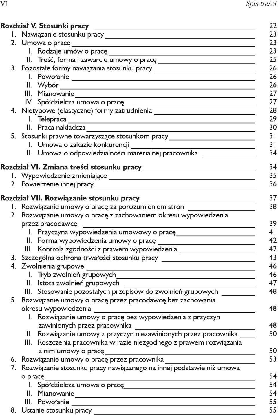 Praca nakładcza 30 5. Stosunki prawne towarzyszące stosunkom pracy 31 I. Umowa o zakazie konkurencji 31 II. Umowa o odpowiedzialności materialnej pracownika 34 Rozdział VI.