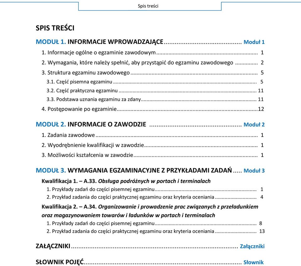 .. 1 W... 1 M... 1 MODUŁ WYMAGANIA EGZAMINACYJNE Z PRZYKŁADAMI ZADAŃ... M Kwalifikacja 1. A.33. O P.