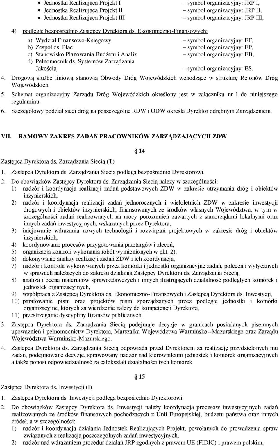 Płac symbol organizacyjny: EP, c) Stanowisko Planowania Budżetu i Analiz symbol organizacyjny: EB, d) Pełnomocnik ds. Systemów Zarządzania Jakością symbol organizacyjny: ES. 4.