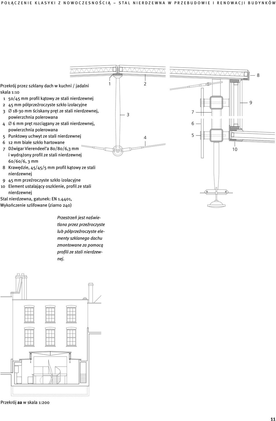 profil ze stali nierdzewnej 60/60/6, mm 8 Krawędzie, 45/45/5 mm profil kątowy ze stali nierdzewnej 9 45 mm przeźroczyste szkło izolacyjne 0 Element ustalający oszklenie, profil ze stali nierdzewnej