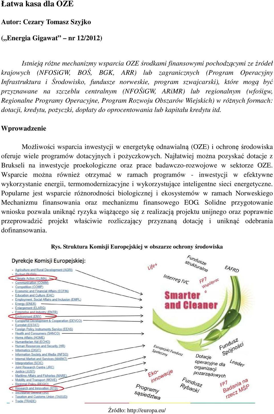 Regionalne Programy Operacyjne, Program Rozwoju Obszarów Wiejskich) w różnych formach: dotacji, kredytu, pożyczki, dopłaty do oprocentowania lub kapitału kredytu itd.