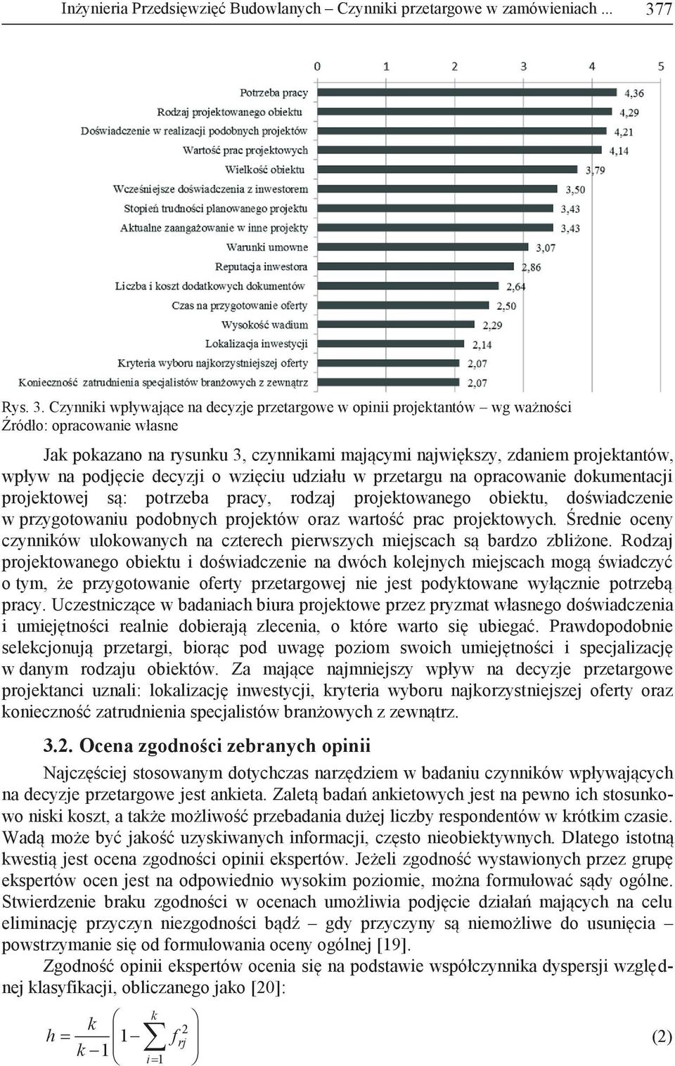 Czynniki wpływające na decyzje przetargowe w opinii projektantów wg ważności Źródło: opracowanie własne Jak pokazano na rysunku 3, czynnikami mającymi największy, zdaniem projektantów, wpływ na