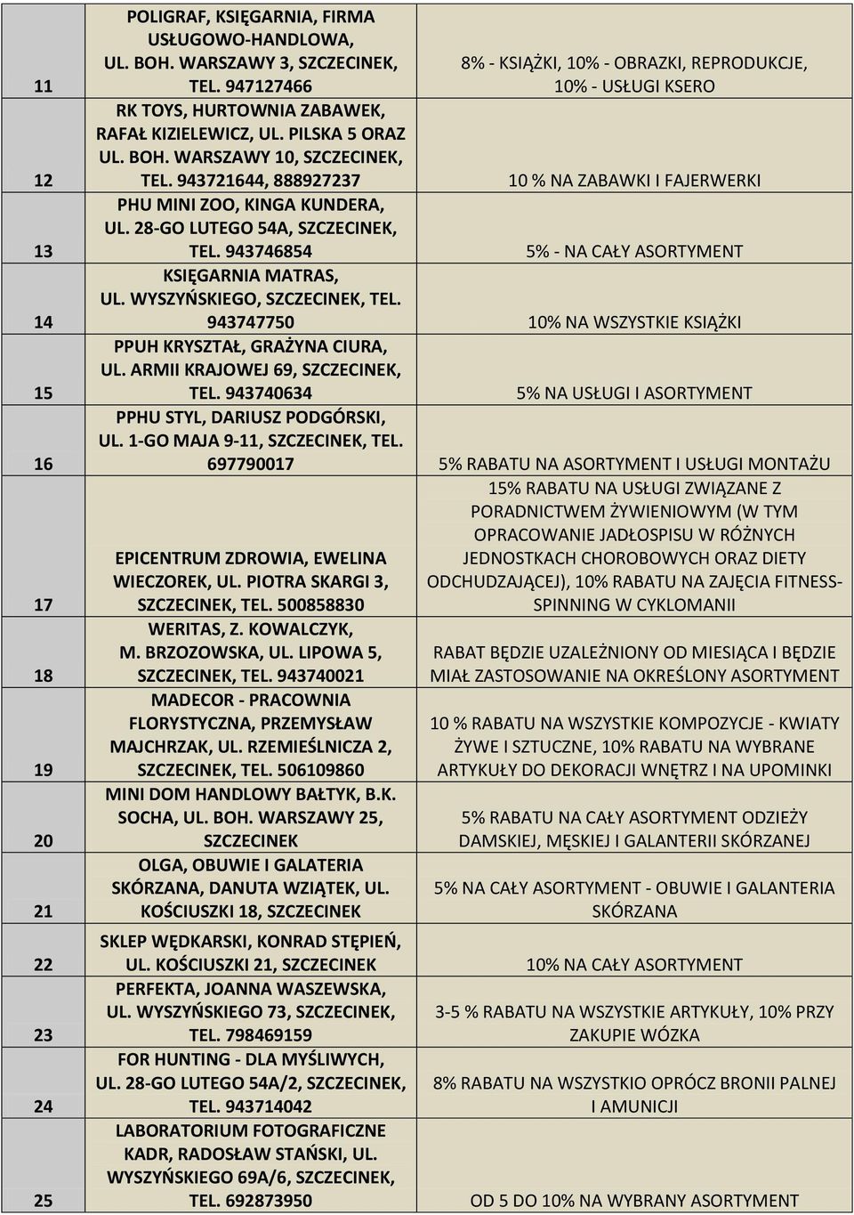 8% - KSIĄŻKI, 10% - OBRAZKI, REPRODUKCJE, 10% - USŁUGI KSERO 10 % NA ZABAWKI I FAJERWERKI 5% - NA CAŁY ASORTYMENT 943747750 10% NA WSZYSTKIE KSIĄŻKI PPUH KRYSZTAŁ, GRAŻYNA CIURA, UL.