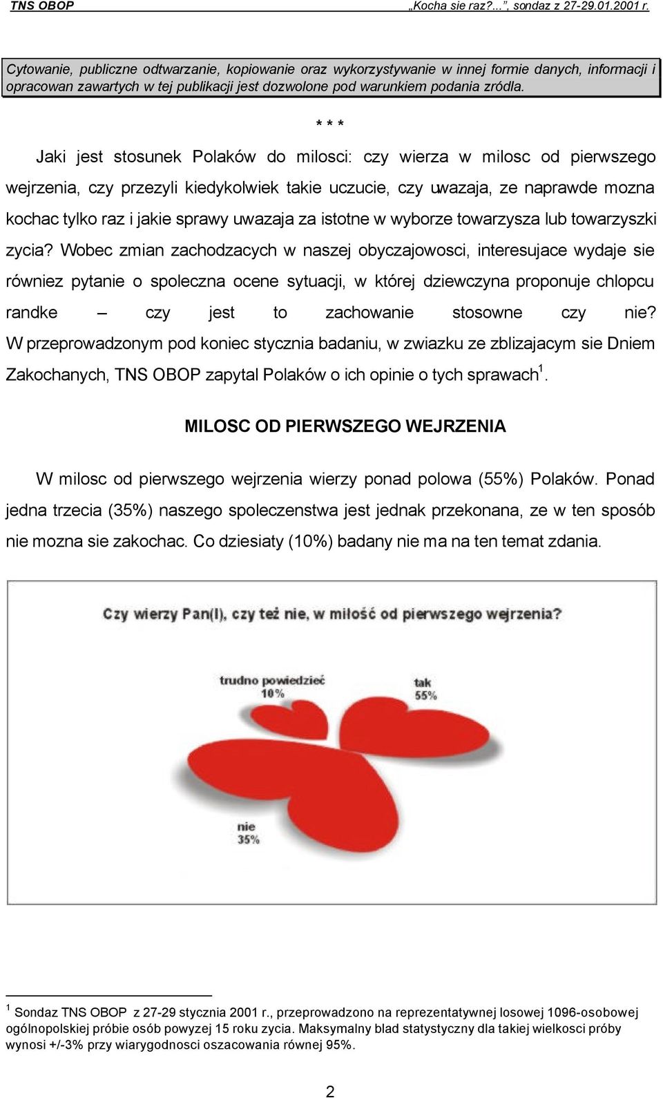 * * * Jaki jest stosunek Polaków do milosci: czy wierza w milosc od pierwszego wejrzenia, czy przezyli kiedykolwiek takie uczucie, czy uwazaja, ze naprawde mozna kochac tylko raz i jakie sprawy