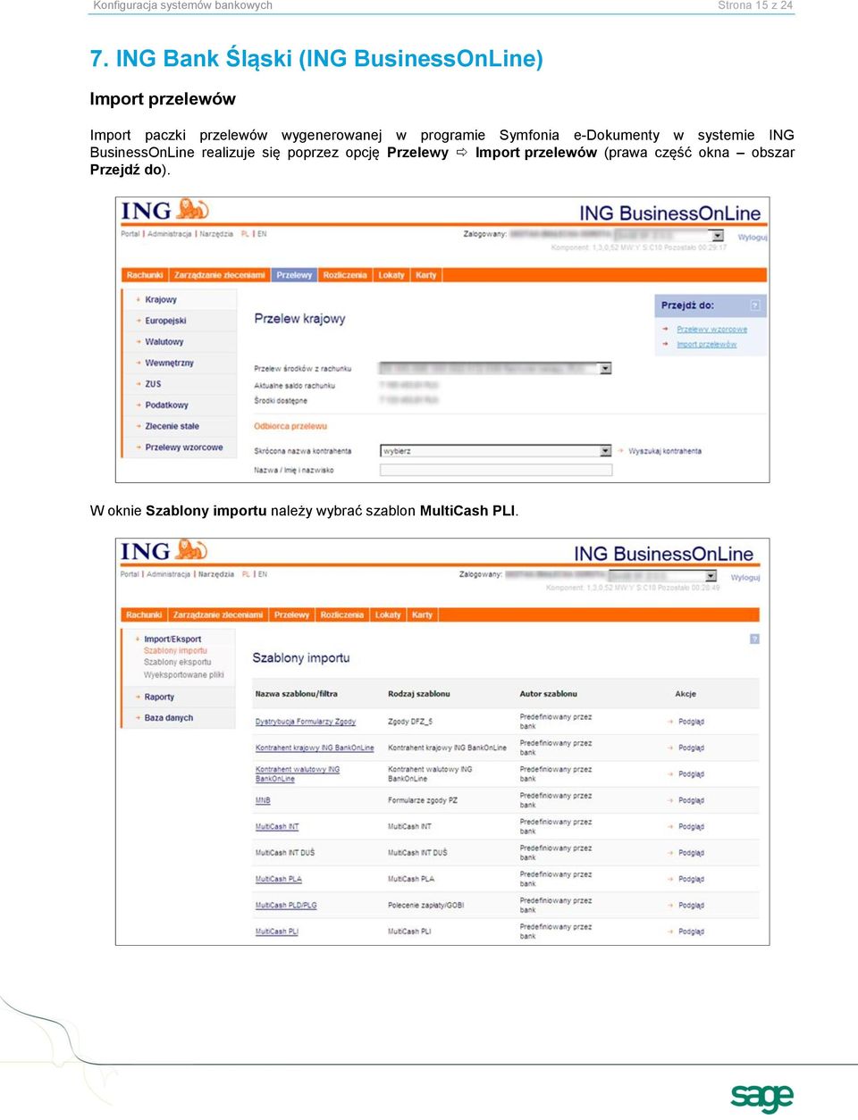 wygenerowanej w programie Symfonia e-dokumenty w systemie ING BusinessOnLine realizuje