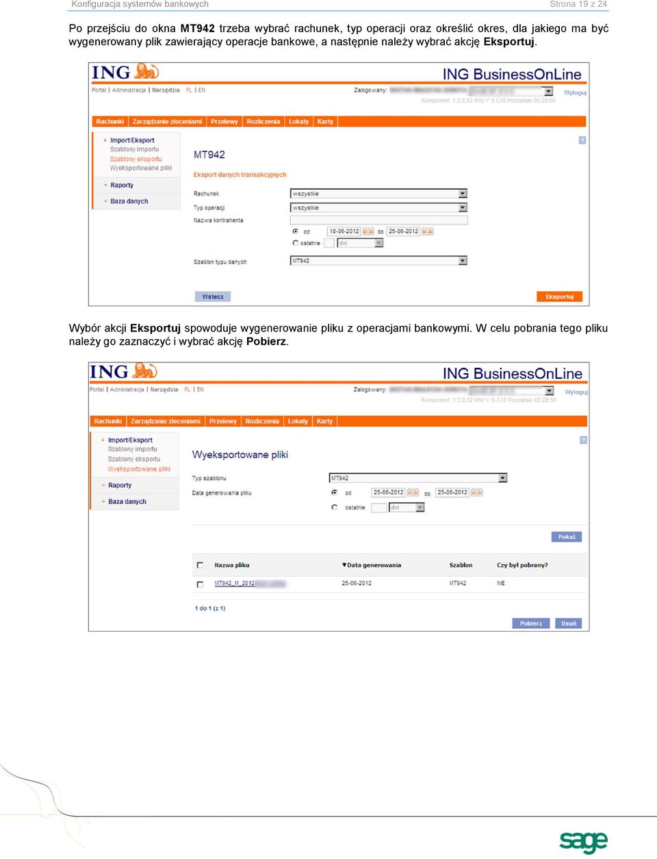 operacje bankowe, a następnie należy wybrać akcję Eksportuj.