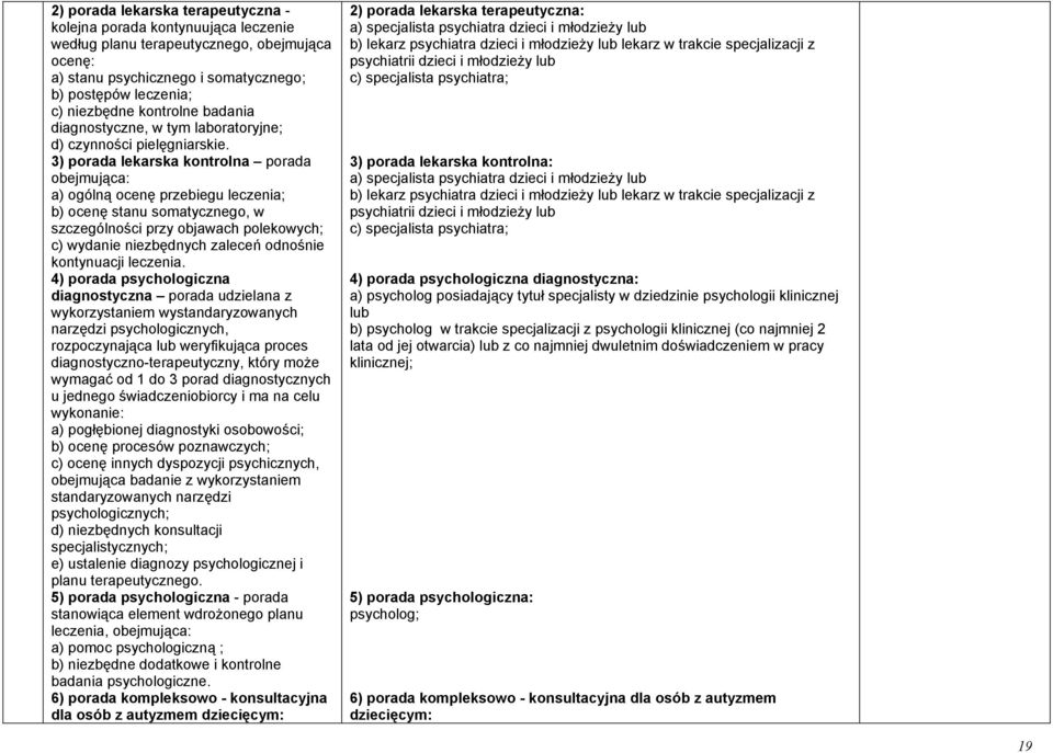 3) porada lekarska kontrolna porada obejmująca: a) ogólną ocenę przebiegu leczenia; b) ocenę stanu somatycznego, w szczególności przy objawach polekowych; c) wydanie niezbędnych zaleceń odnośnie