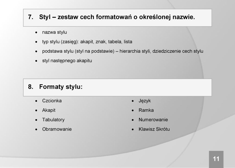 (styl na podstawie) hierarchia styli, dziedziczenie cech stylu styl