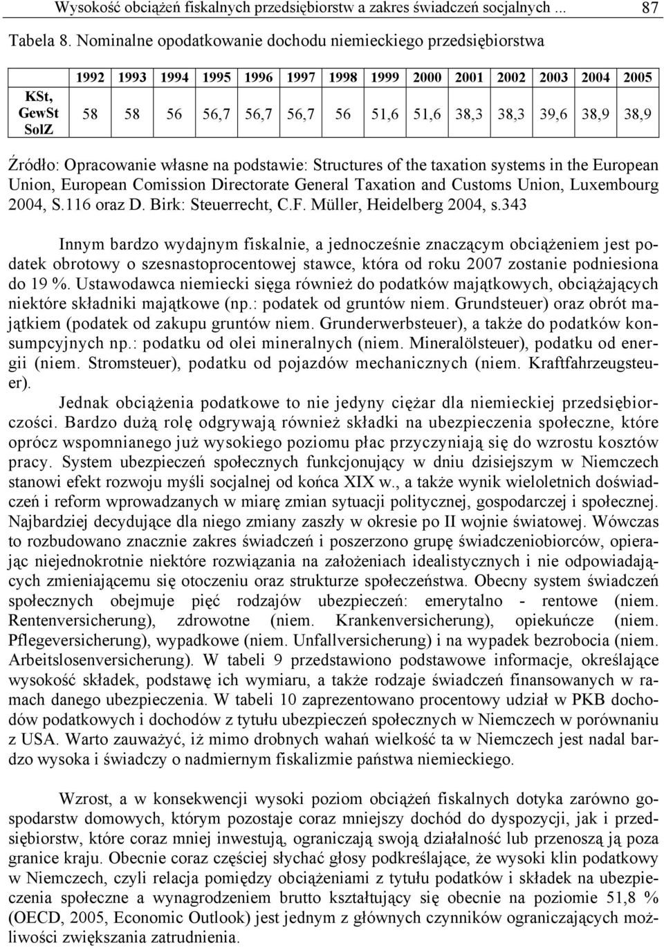 38,9 38,9 Źródło: Opracowanie własne na podstawie: Structures of the taxation systems in the European Union, European Comission Directorate General Taxation and Customs Union, Luxembourg 2004, S.