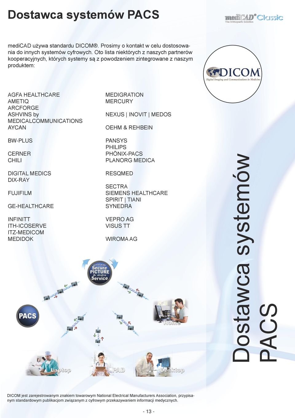 MEDIGRATION MERCURY NEXUS INOVIT MEDOS OEHM & REHBEIN BW-PLUS CERNER CHILI DIGITAL MEDICS DIX-RAY FUJIFILM GE-HEALTHCARE INFINITT ITH-ICOSERVE ITZ-MEDICOM MEDIDOK PANSYS PHILIPS PHÖNIX-PACS PLANORG