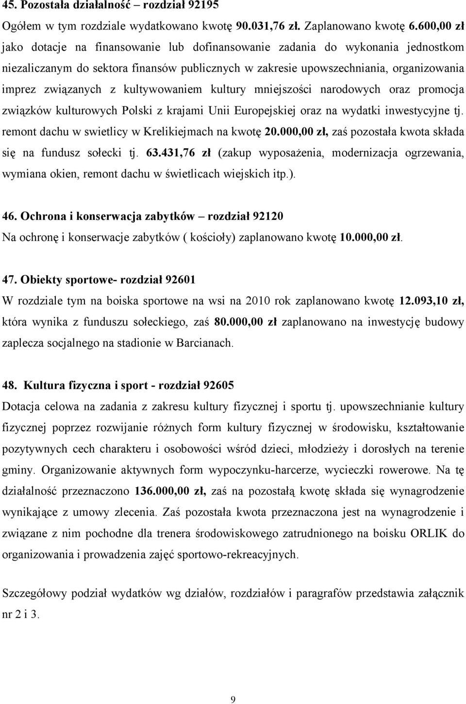 kultywowaniem kultury mniejszości narodowych oraz promocja związków kulturowych Polski z krajami Unii Europejskiej oraz na wydatki inwestycyjne tj.